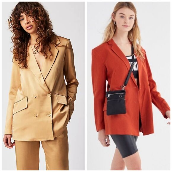 NWT Free People Orange Satin Oversized Blazer Jacket $228 Small - Picture 1 of 6